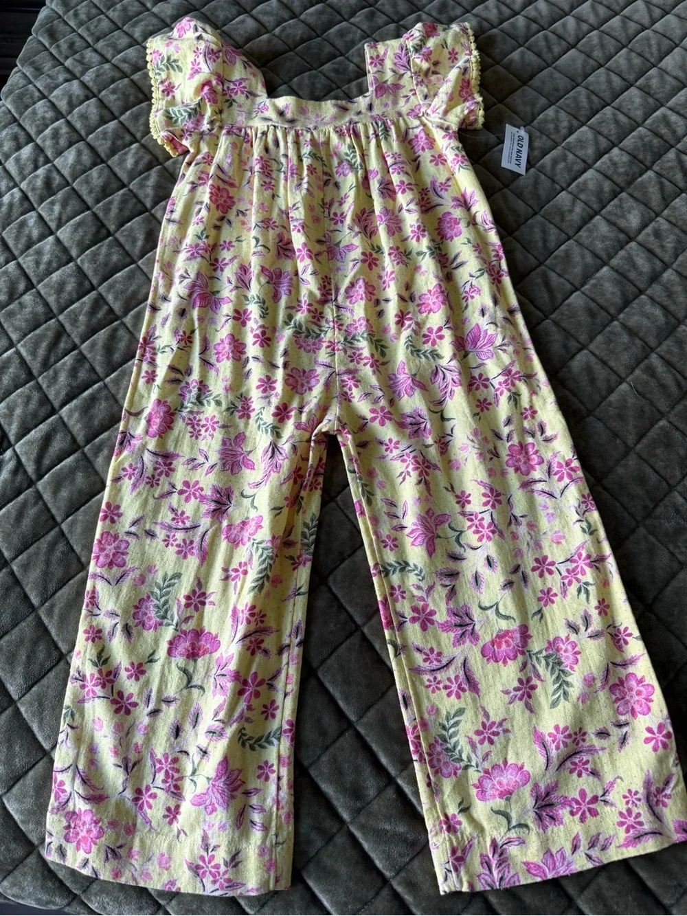 Yellow Floral Knit Skirt with Pink Blooms